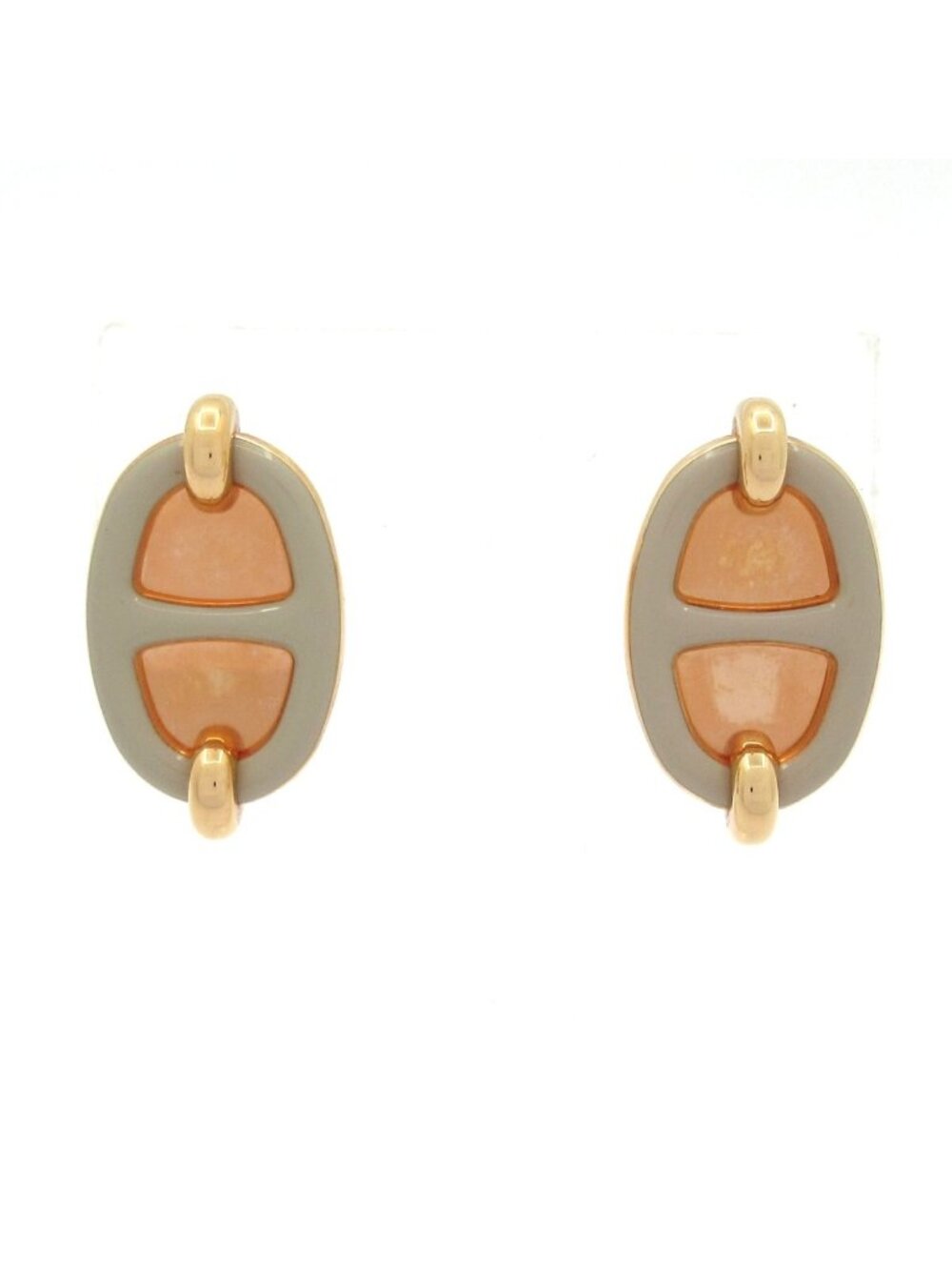 Hermes Earrings Mini Maillon Pink Gold Ivory